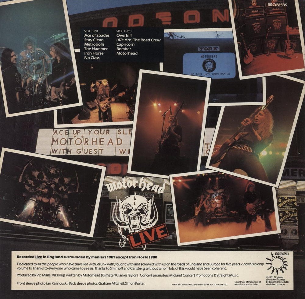 Motorhead No Sleep 'Til Hammersmith - EX UK vinyl LP album (LP record)