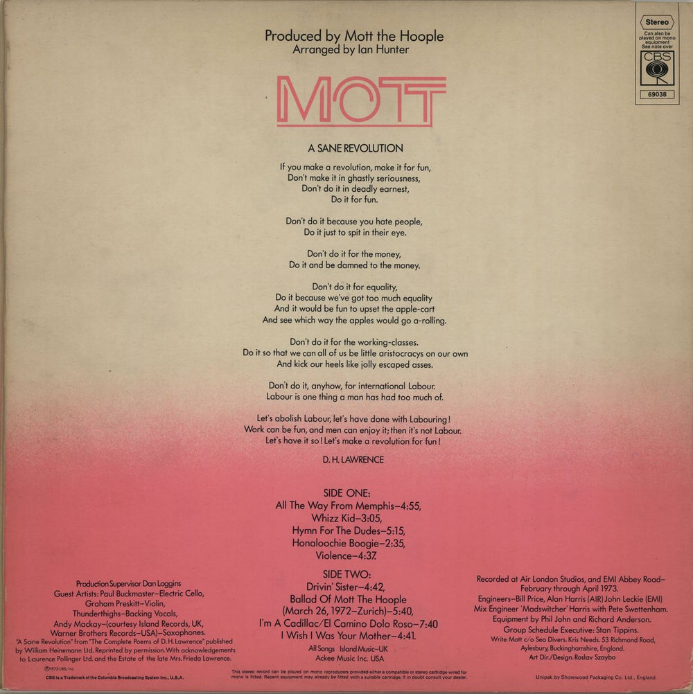 Mott The Hoople Mott - 1st + Inner - EX UK vinyl LP album (LP record) MHOLPMO386286