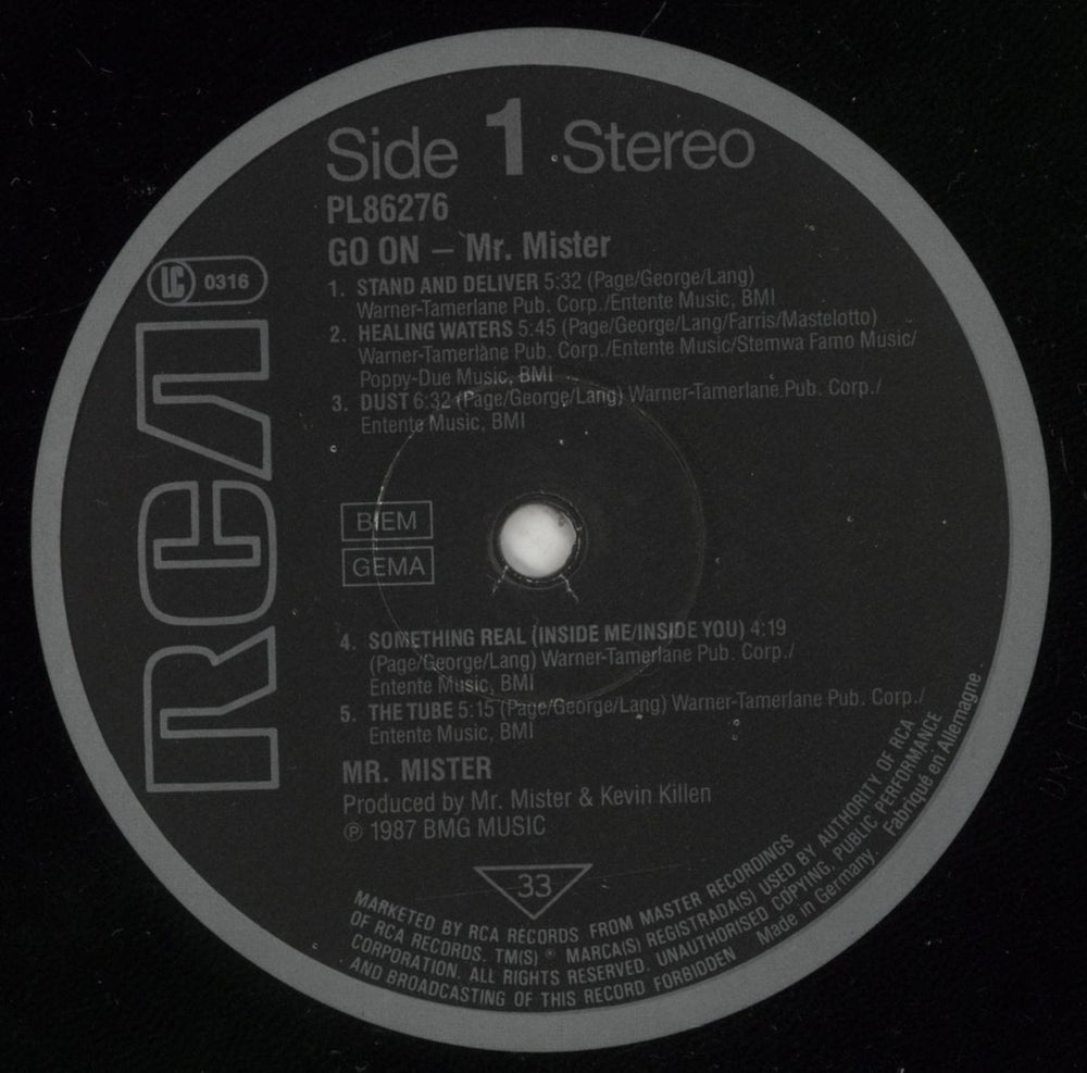 Mr Mister Go On... German vinyl LP album (LP record) MRMLPGO692768