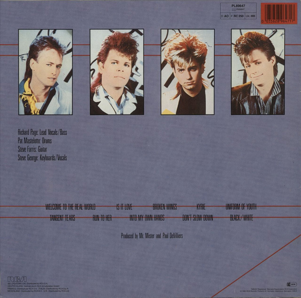 Mr Mister Welcome To The Real World - Hype Stickered German vinyl LP album (LP record) 035628964717