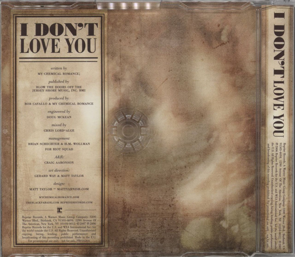 My Chemical Romance I Don't Love You UK Promo CD single (CD5 / 5")