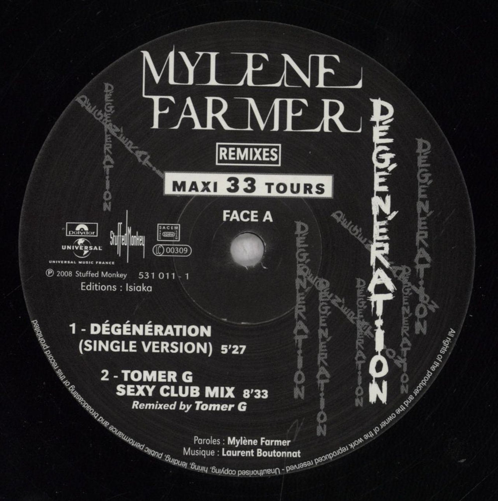 Mylene Farmer Degeneration French 12" vinyl single (12 inch record / Maxi-single) MYL12DE846584