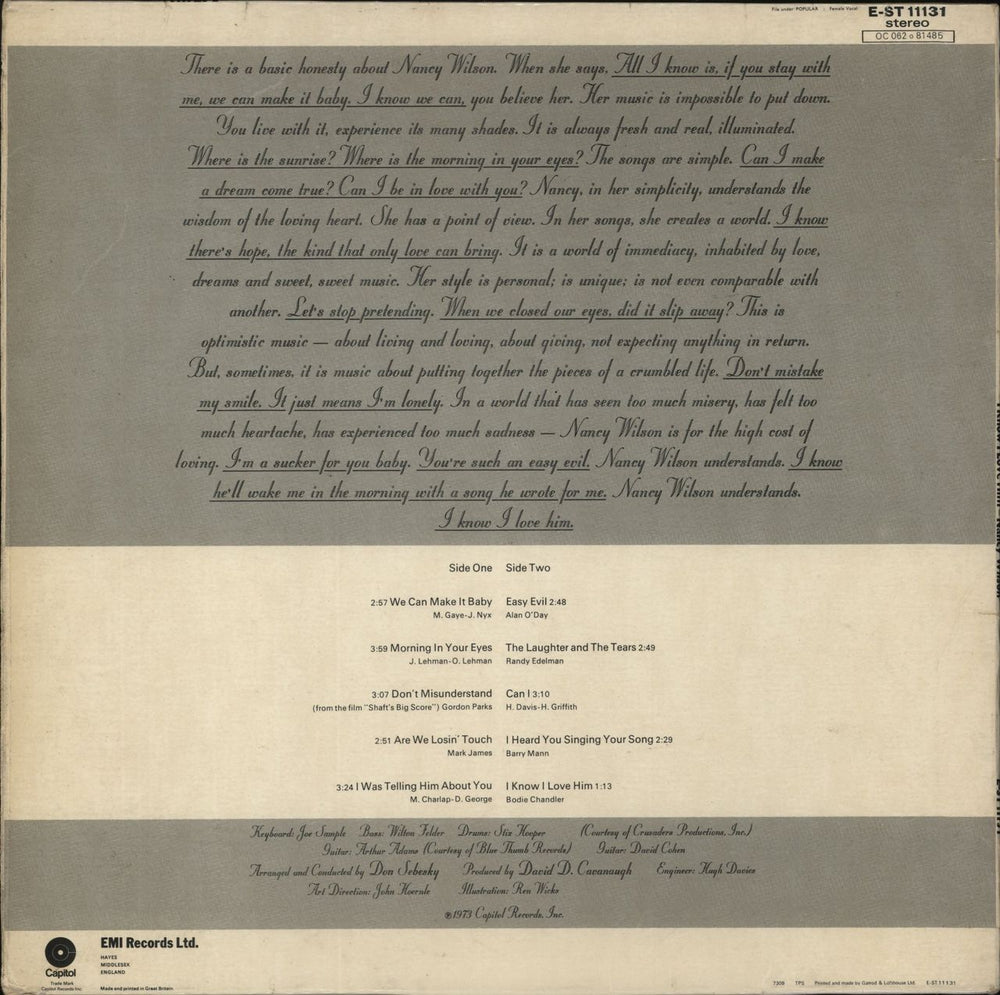 Nancy Wilson (Jazz) All In Love Is Fair UK vinyl LP album (LP record)