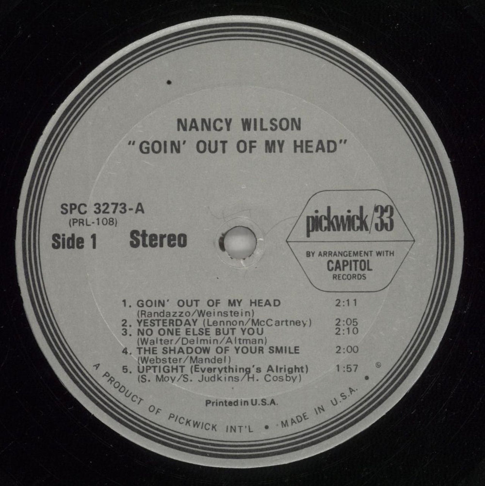Nancy Wilson (Jazz) Goin' Out Of My Head US vinyl LP album (LP record) NWLLPGO878898
