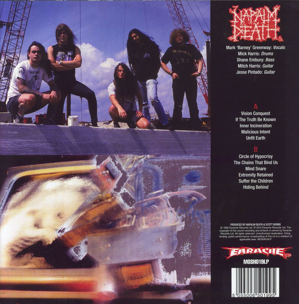 Napalm Death Harmony Corruption UK vinyl LP album (LP record) 5055006501995