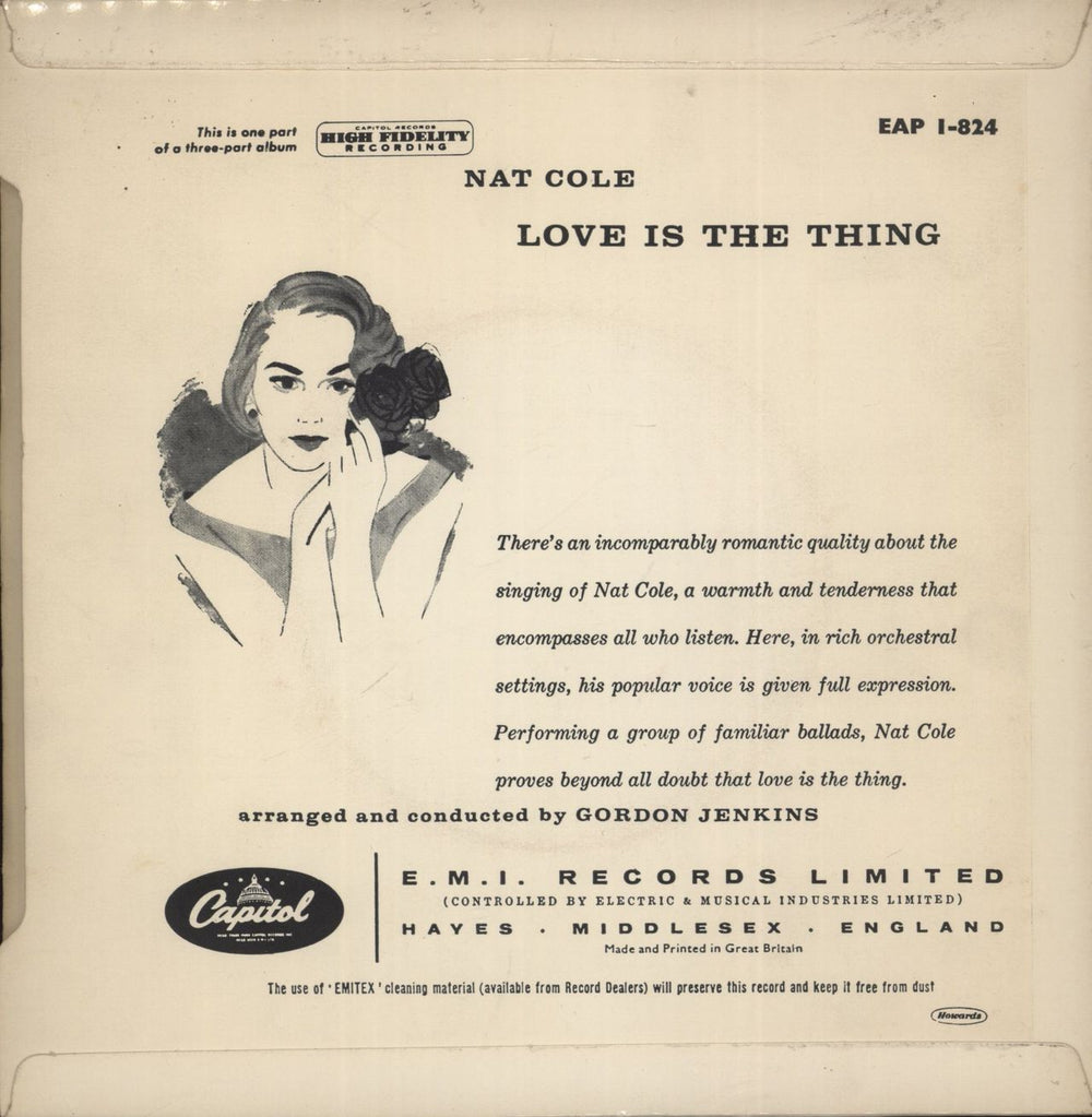Nat King Cole Love Is The Thing EP - Picture Sleeve UK 7" vinyl single (7 inch record / 45)