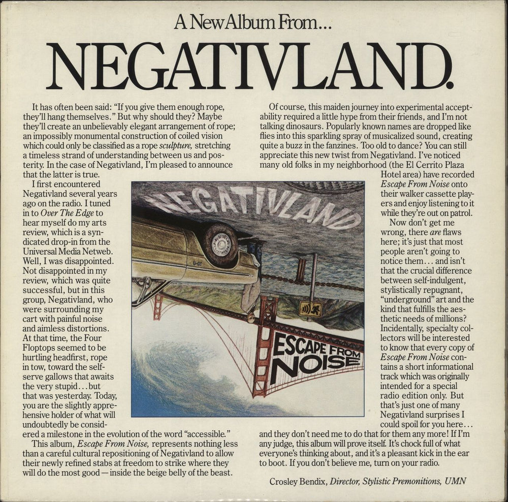 Negativland Escape From Noise - Complete Swiss vinyl LP album (LP record) RECREC17