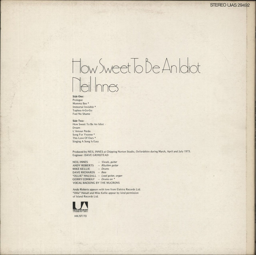 Neil Innes How Sweet To Be An Idiot UK vinyl LP album (LP record)
