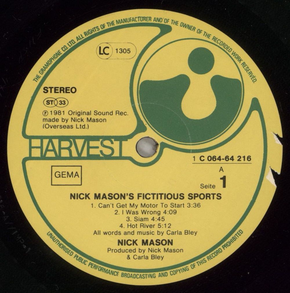 Nick Mason Nick Mason's Fictitious Sports Dutch vinyl LP album (LP record) NKMLPNI879211