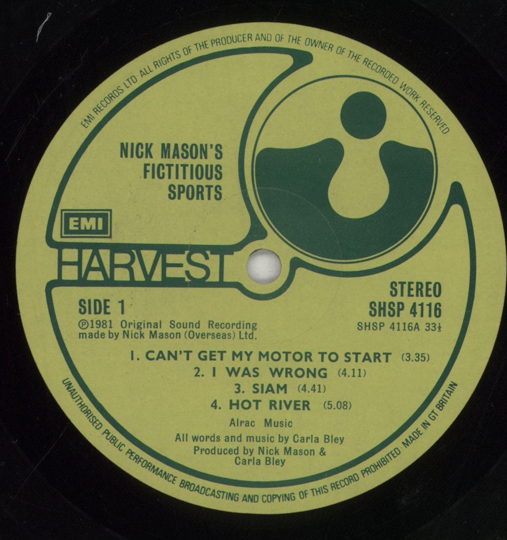 Nick Mason Nick Mason's Fictitious Sports UK vinyl LP album (LP record) NKMLPNI315198