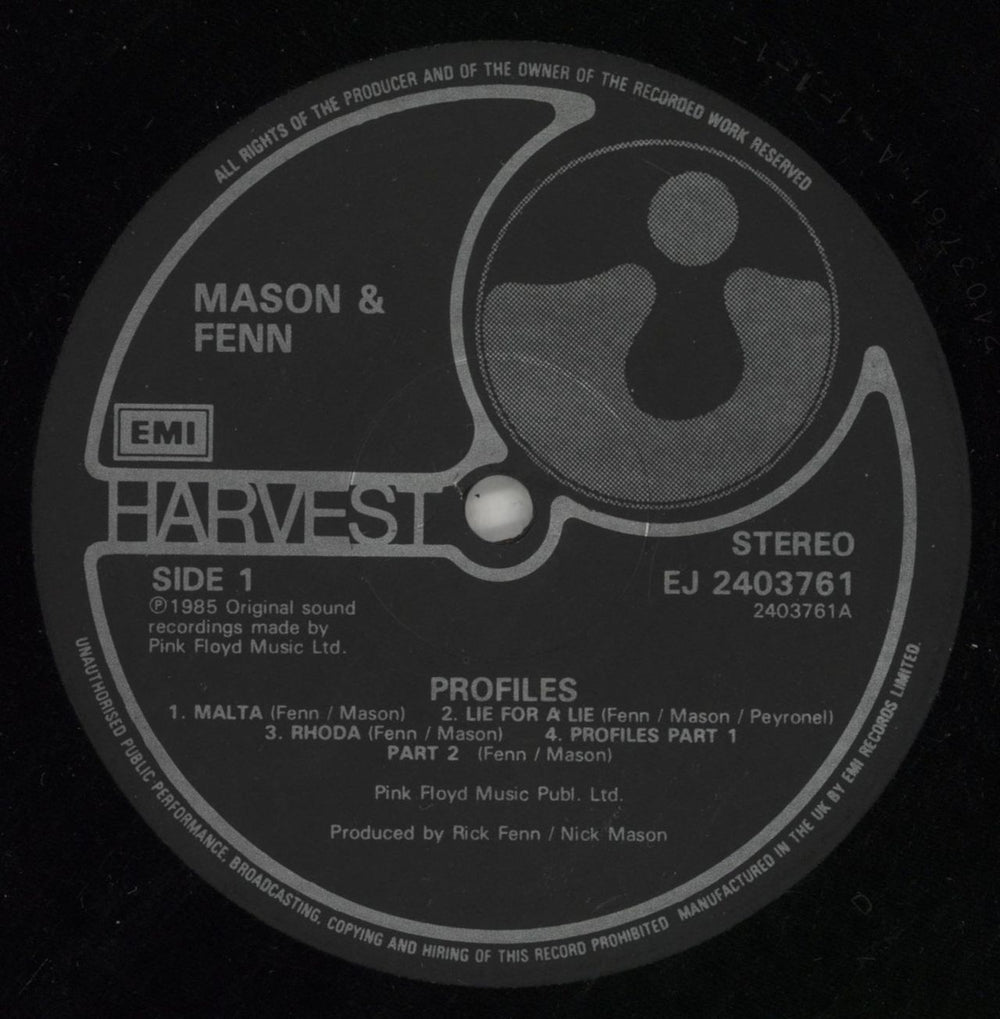 Nick Mason Profiles UK vinyl LP album (LP record) NKMLPPR80988