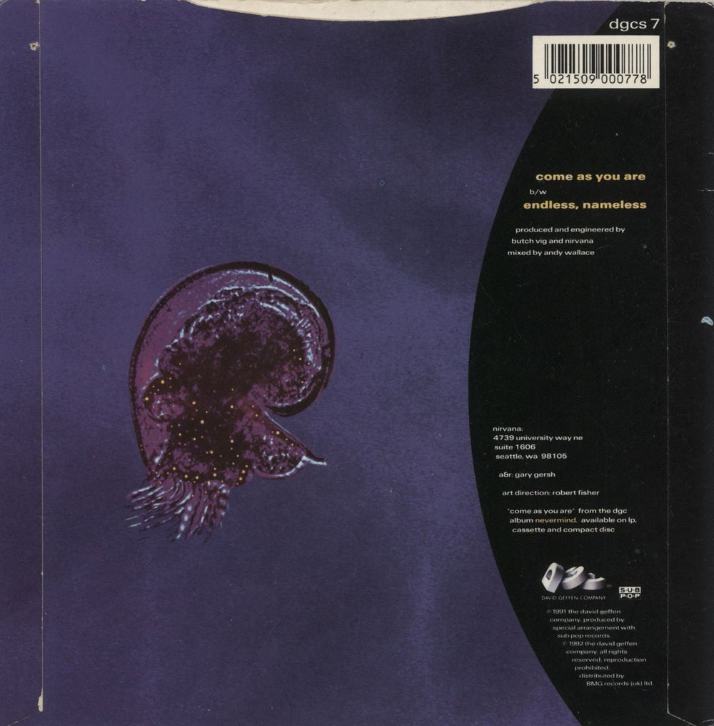 Nirvana (US) Come As You Are - VG UK 7" vinyl single (7 inch record / 45) 5021509000778