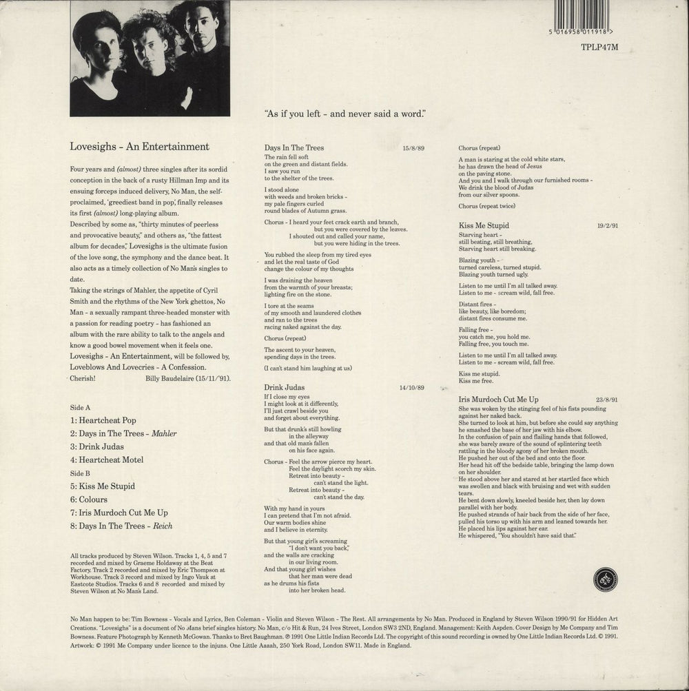 No-Man Lovesighs - EX UK vinyl LP album (LP record) 5016958011918