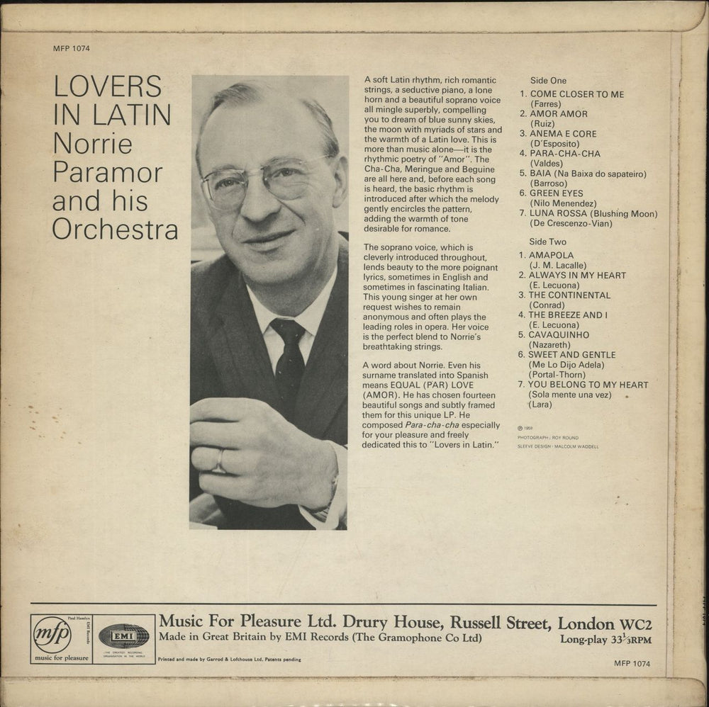 Norrie Paramor Lovers In Latin UK vinyl LP album (LP record)