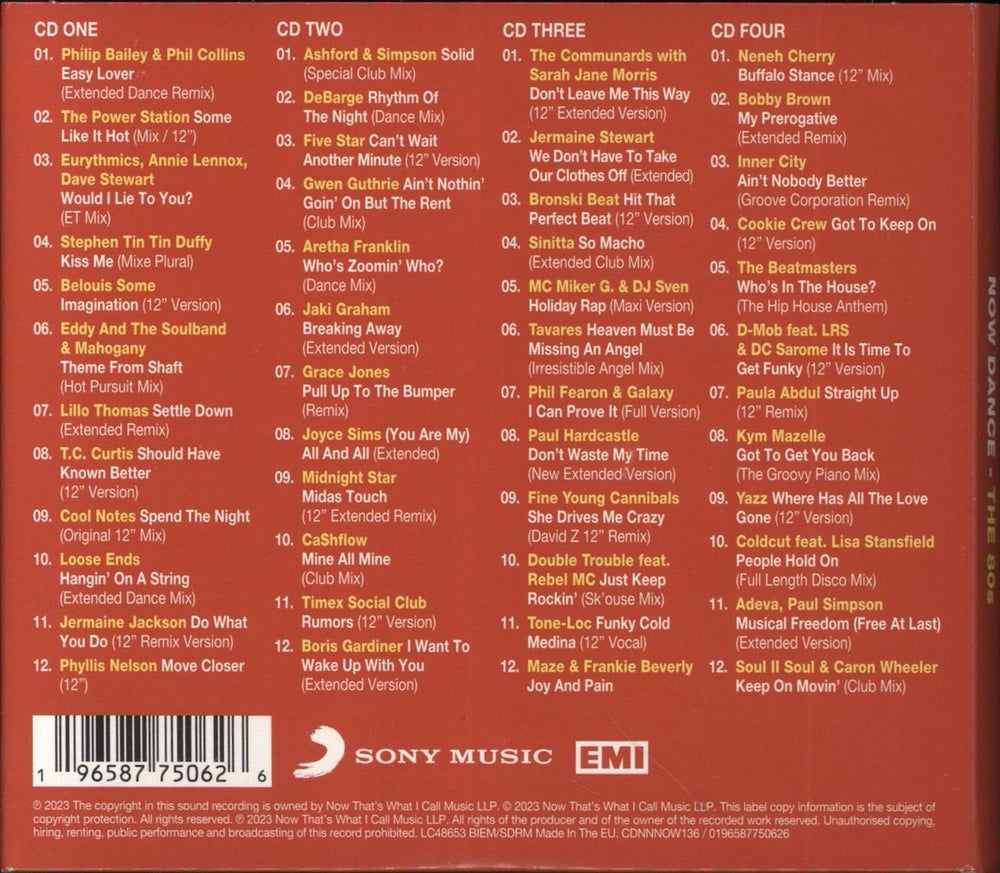 Now That's What I Call Music NOW Dance The 80s UK 4-CD album set 196587750626