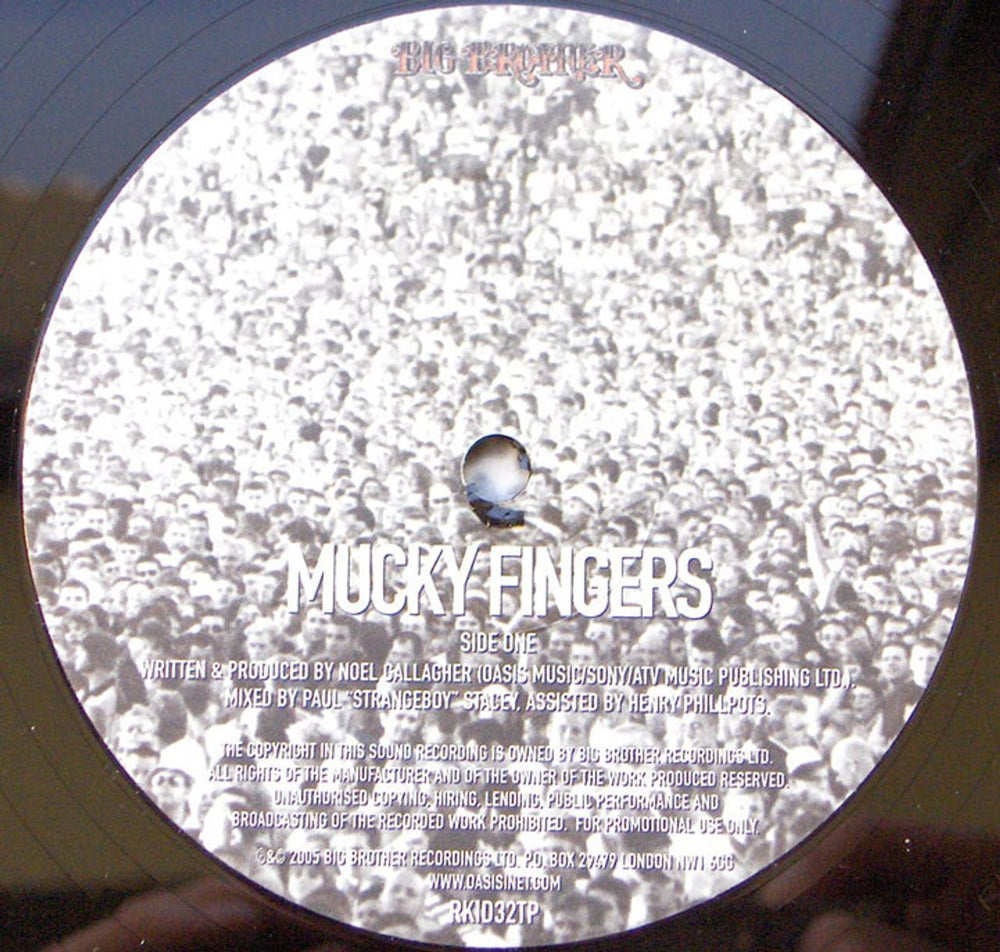 Oasis Mucky Fingers - One-sided UK Promo 12" vinyl single (12 inch record / Maxi-single) OAS12MU344530