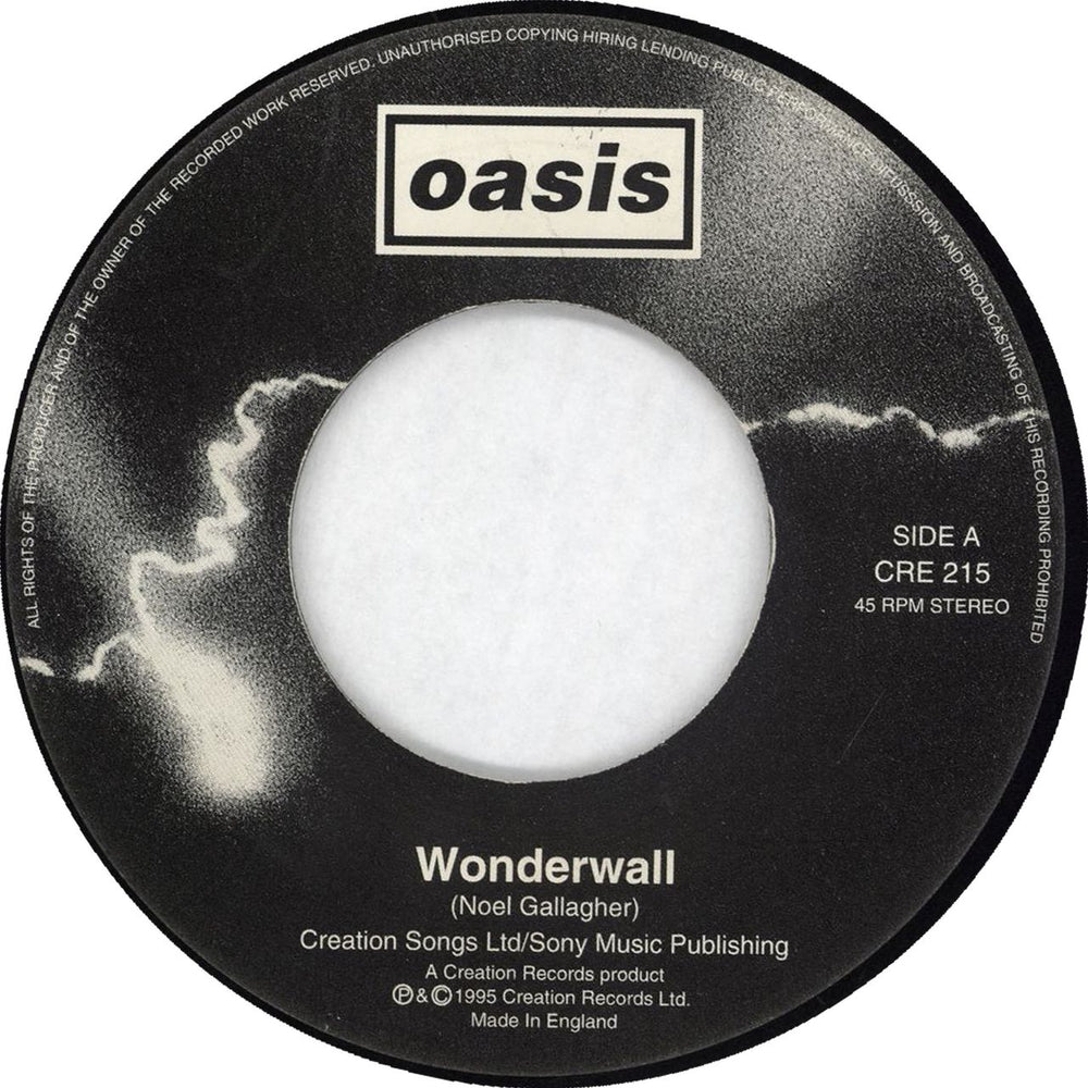 Oasis Wonderwall - Jukebox UK 7" vinyl single (7 inch record / 45) CRE215