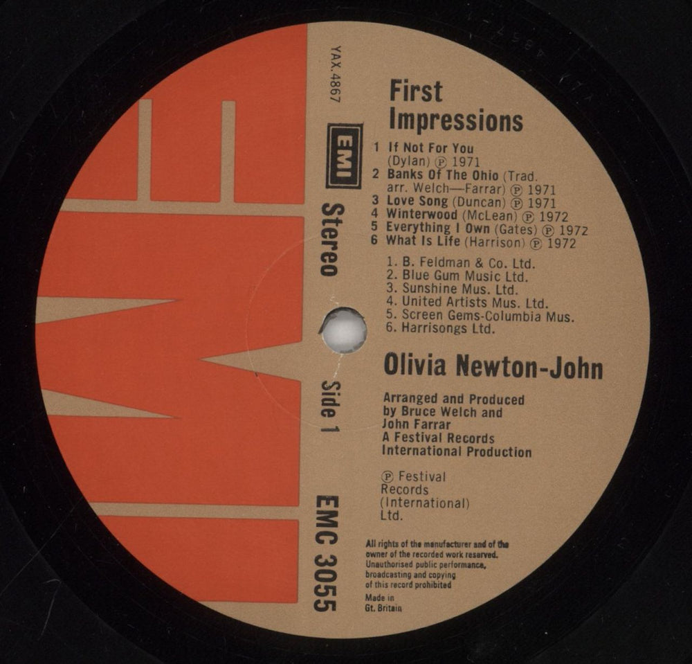 Olivia Newton John First Impressions - 1st - Textured UK vinyl LP album (LP record) ONJLPFI05793