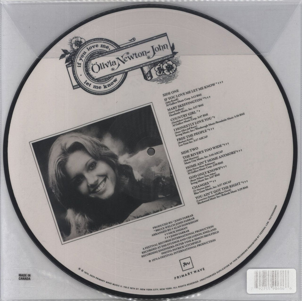 Olivia Newton John If You Love Me, Let Me Know US picture disc LP (vinyl picture disc album) 792755906866