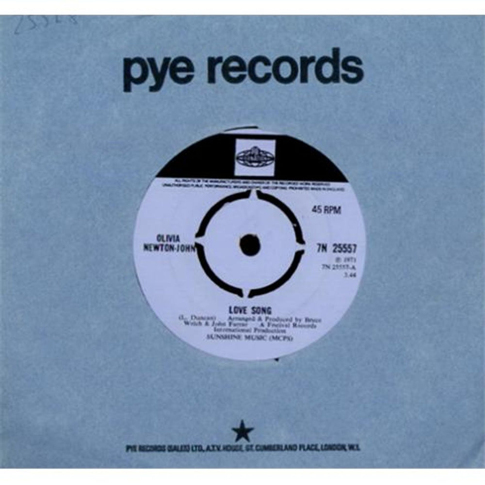 Olivia Newton John Love Song UK 7" vinyl single (7 inch record / 45) 7N25557