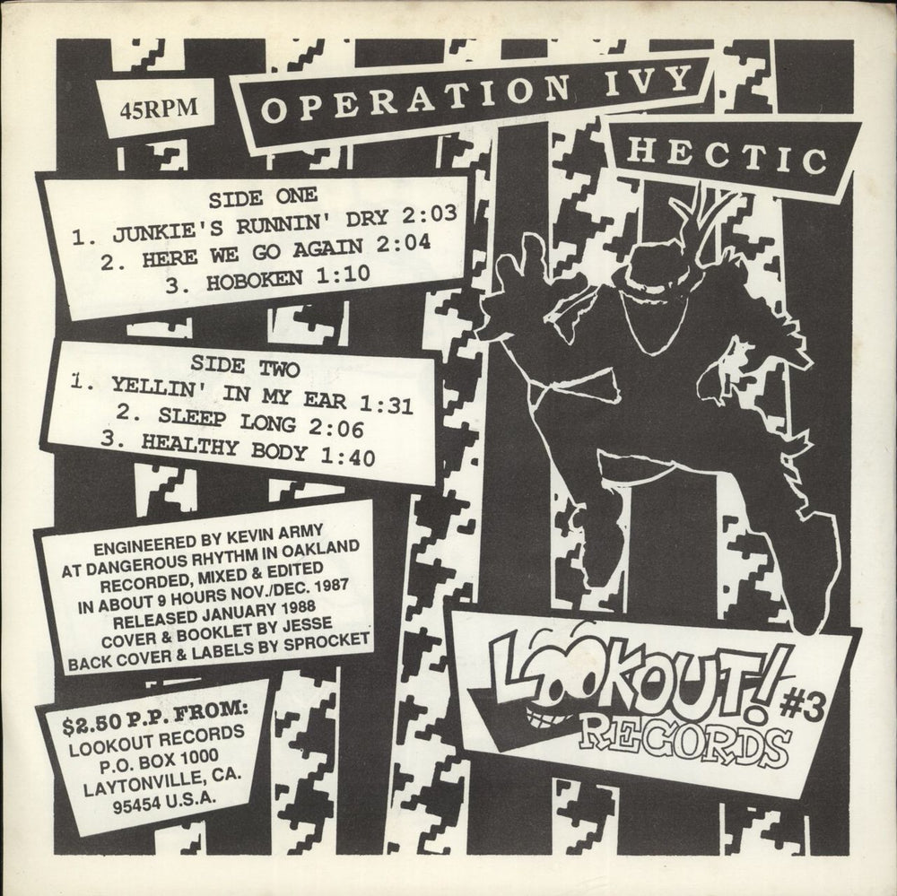 Operation Ivy Hectic E.P. US 7" vinyl single (7 inch record / 45)