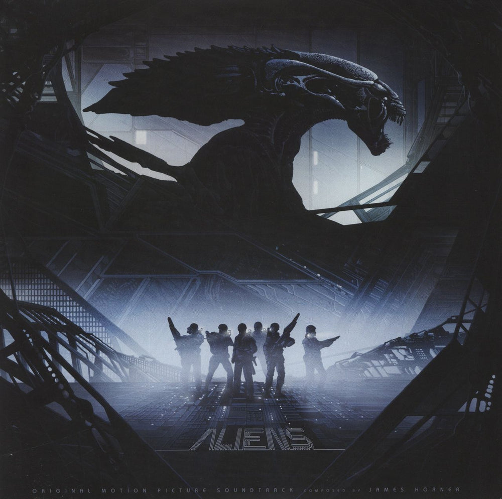 Original Soundtrack Aliens [Original Motion Picture Soundtrack] - Dark Blue & Yellow / Black Vinyl US 2-LP vinyl record set (Double LP Album) MOND-030