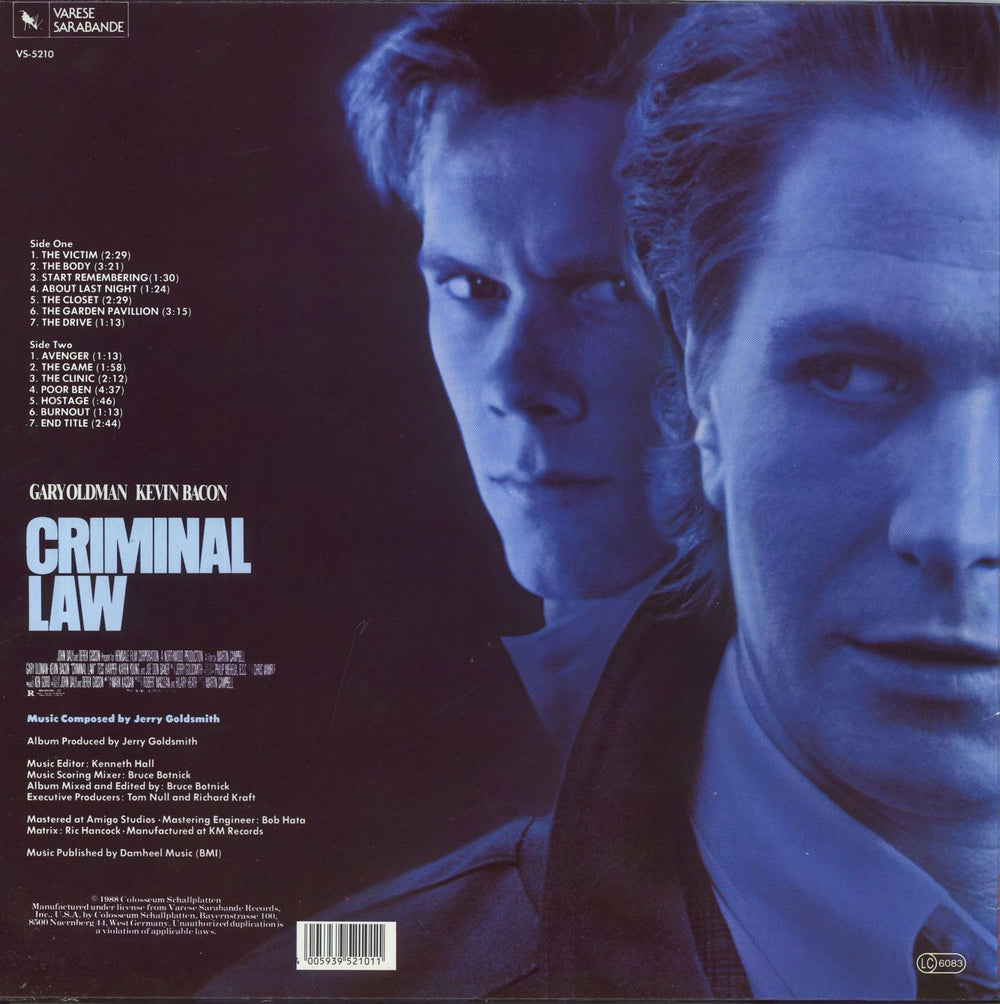 Original Soundtrack Criminal Law US vinyl LP album (LP record)