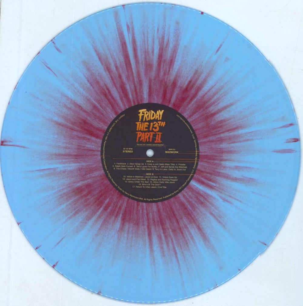 Original Soundtrack Friday The 13th Part II - Blue & Red Splatter Vinyl + Shrink US vinyl LP album (LP record) OSTLPFR790979