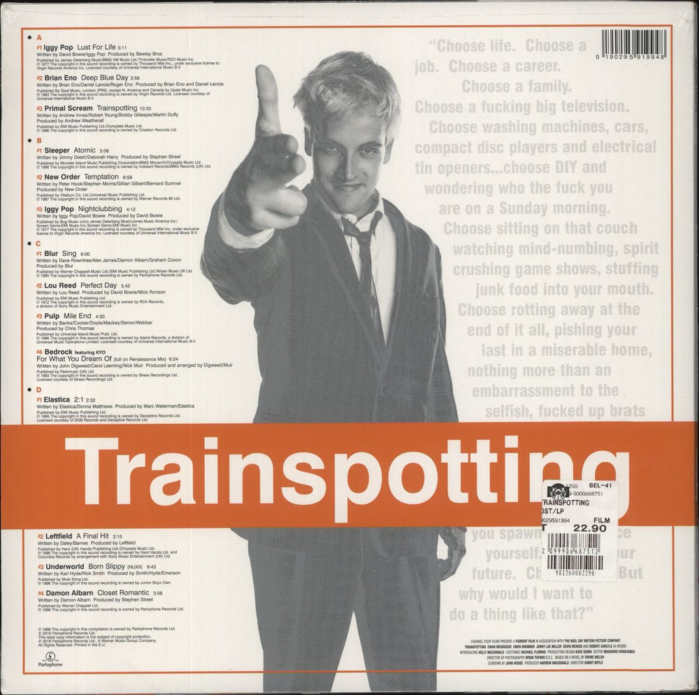 Original Soundtrack Trainspotting - Orange Vinyl - Sealed EX UK 2-LP vinyl record set (Double LP Album) 190295919948