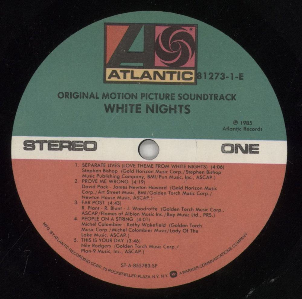 Original Soundtrack White Nights US vinyl LP album (LP record) OSTLPWH861623