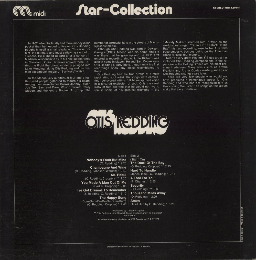Otis Redding Star-Collection UK vinyl LP album (LP record)