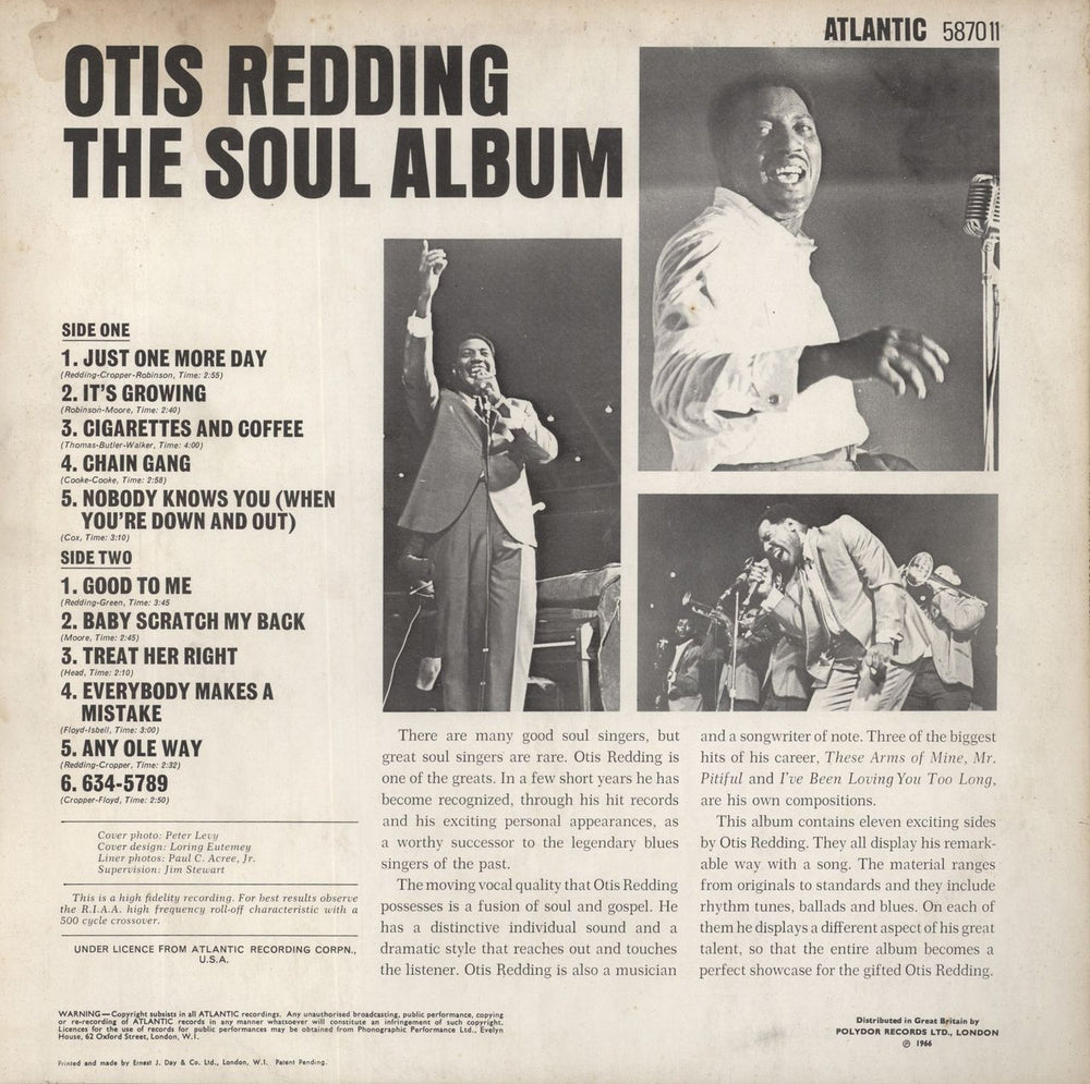 Otis Redding The Soul Album UK vinyl LP album (LP record)