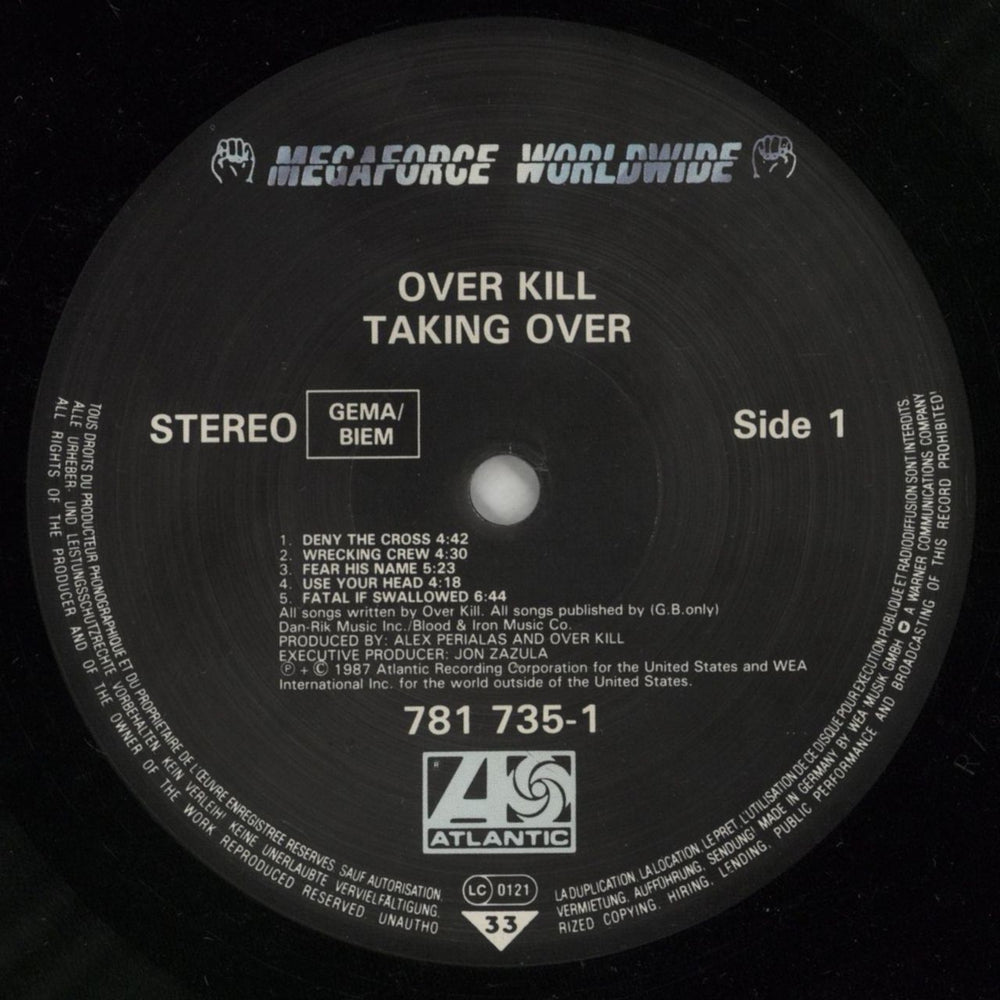 Overkill Taking Over German vinyl LP album (LP record) OV1LPTA391852