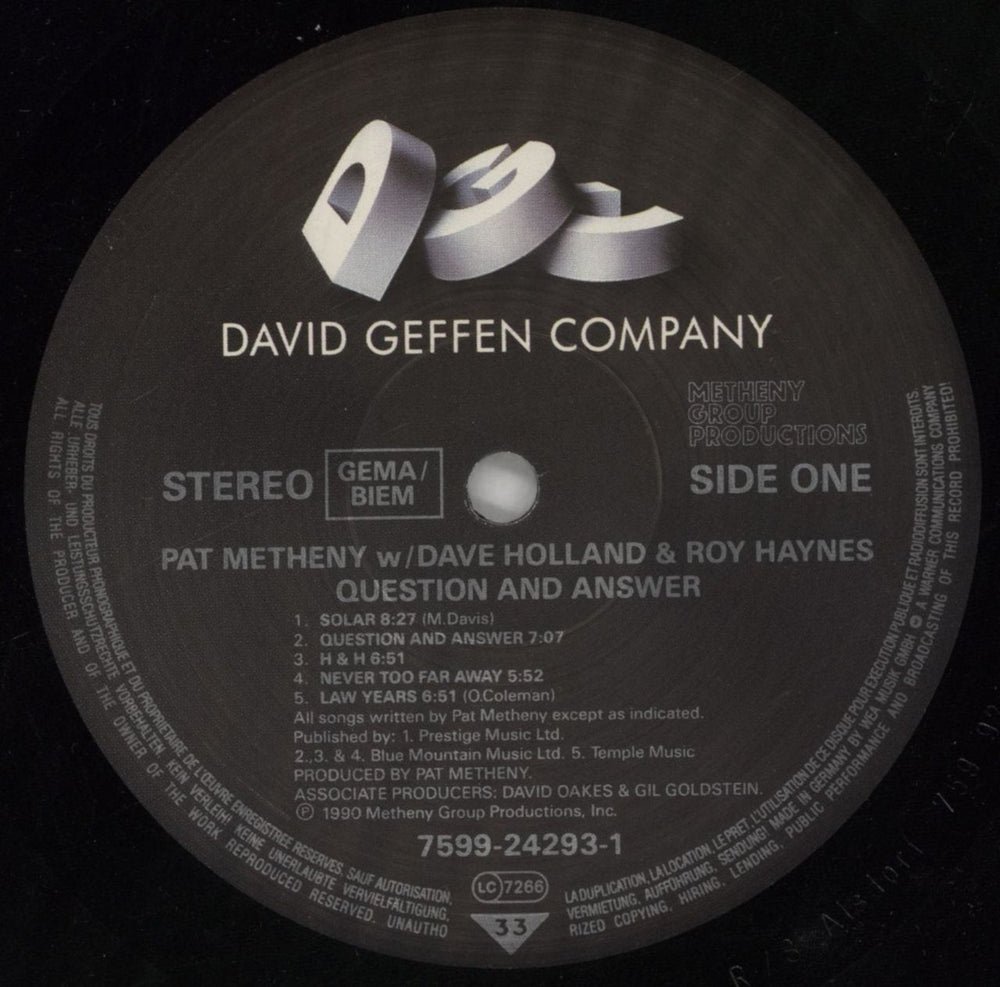 Pat Metheny Question And Answer German vinyl LP album (LP record) PMELPQU859336