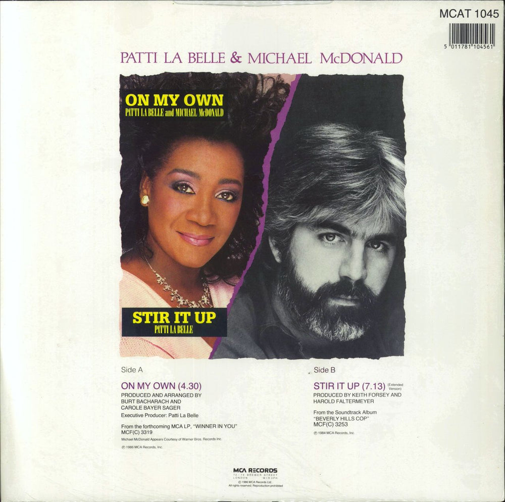 Patti LaBelle On My Own - Shrink UK 12" vinyl single (12 inch record / Maxi-single) 5011781104561