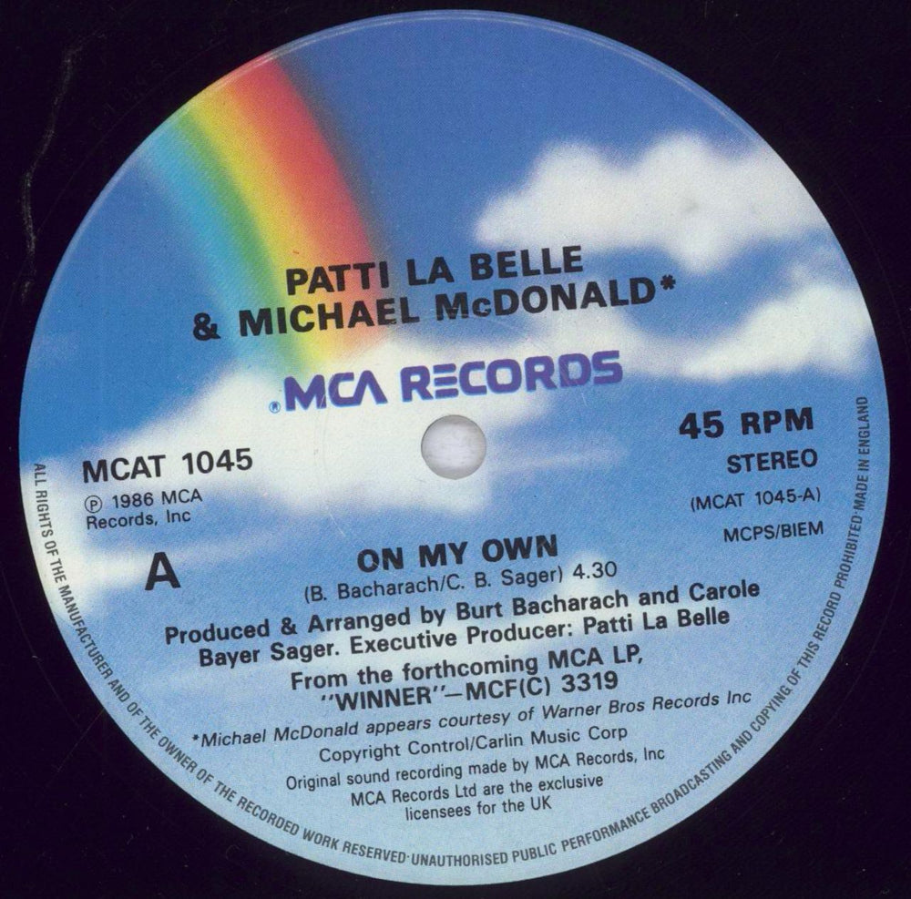 Patti LaBelle On My Own - Shrink UK 12" vinyl single (12 inch record / Maxi-single) LAB12ON838811