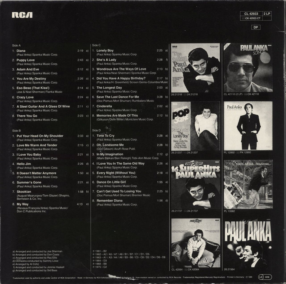 Paul Anka Forever [32 Hits And The Story Of Paul Anka] German 2-LP vinyl record set (Double LP Album)