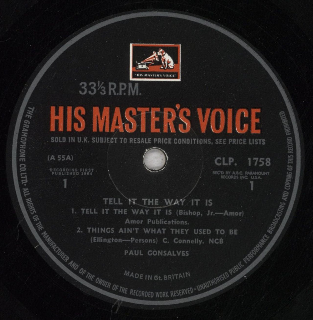 Paul Gonsalves Tell It The Way It Is! UK vinyl LP album (LP record) PGNLPTE808188