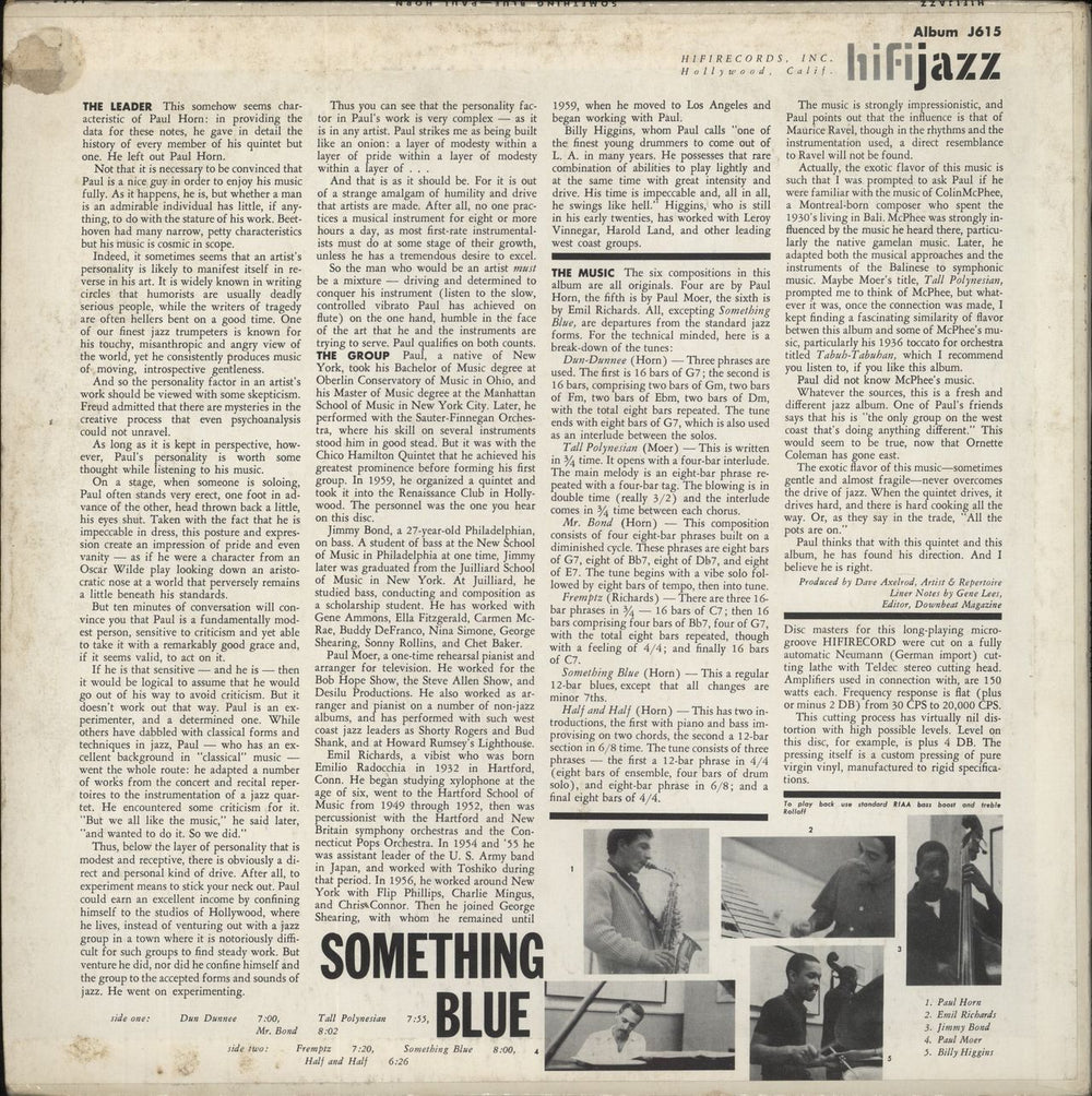 Paul Horn Something Blue Spanish vinyl LP album (LP record)