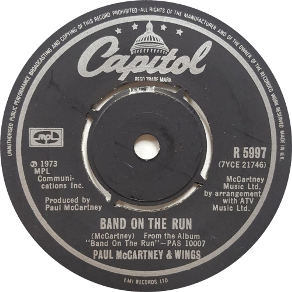 Paul McCartney and Wings Band On The Run - 2nd UK 7" vinyl single (7 inch record / 45) R5997