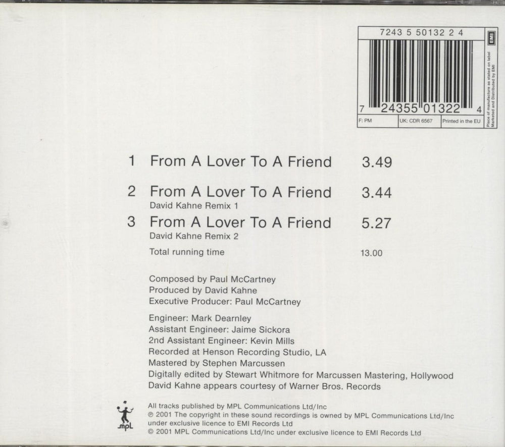 Paul McCartney and Wings From A Lover To A Friend UK CD single (CD5 / 5") 724355013224