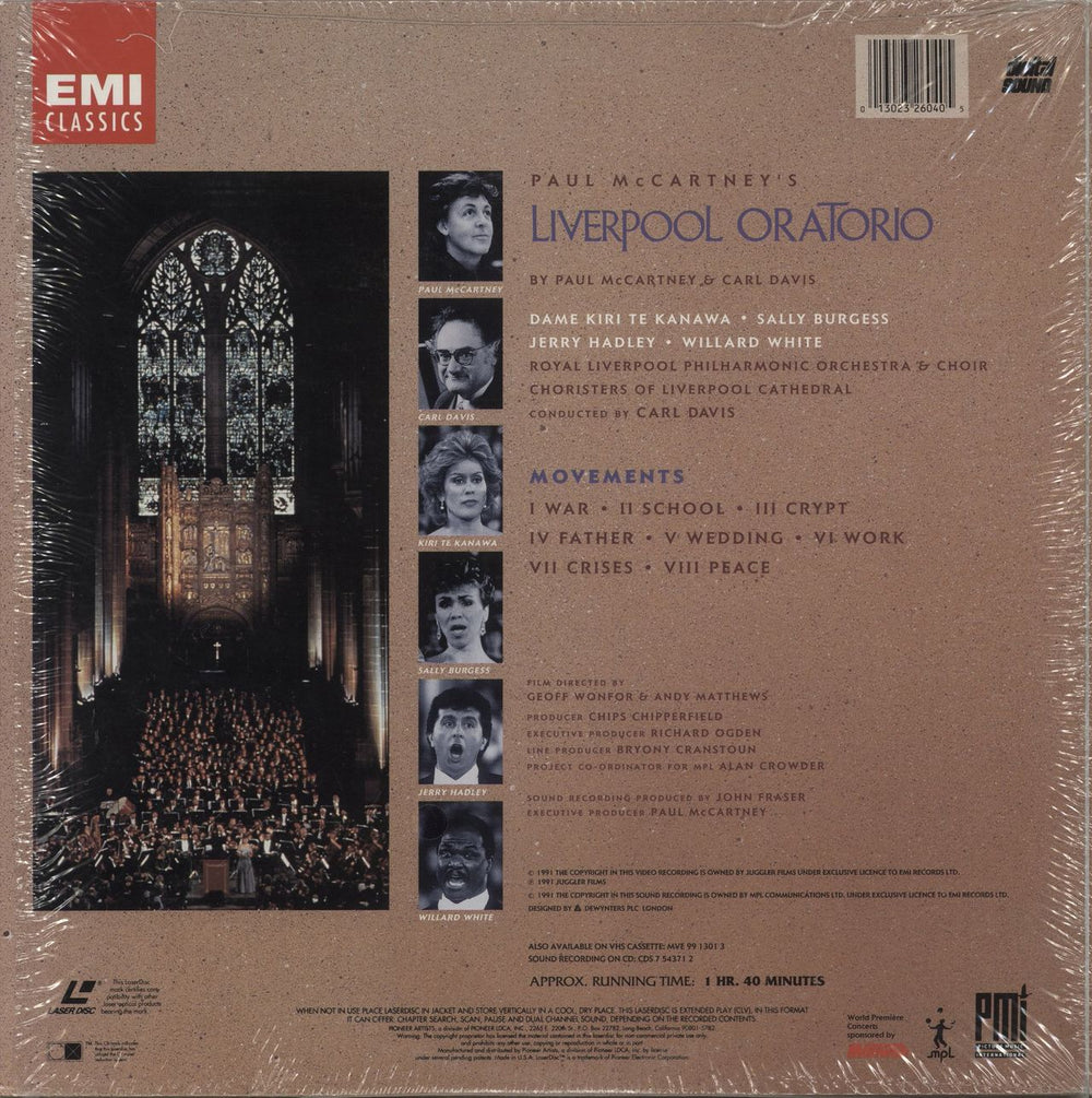 Paul McCartney and Wings Liverpool Oratorio - Shrink US laserdisc / lazerdisc 013023260405