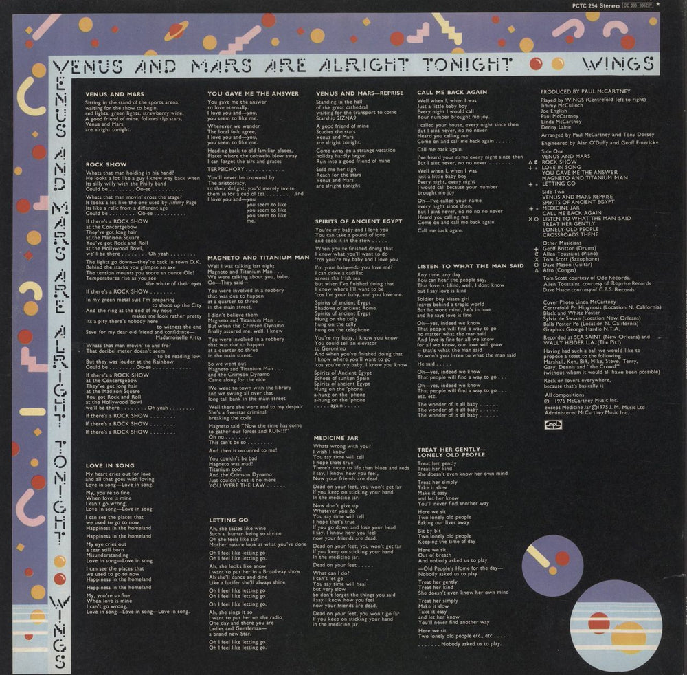 Paul McCartney and Wings Venus And Mars - 1U/1U Matrices - Complete + Stickered Shrink - Ex UK vinyl LP album (LP record)