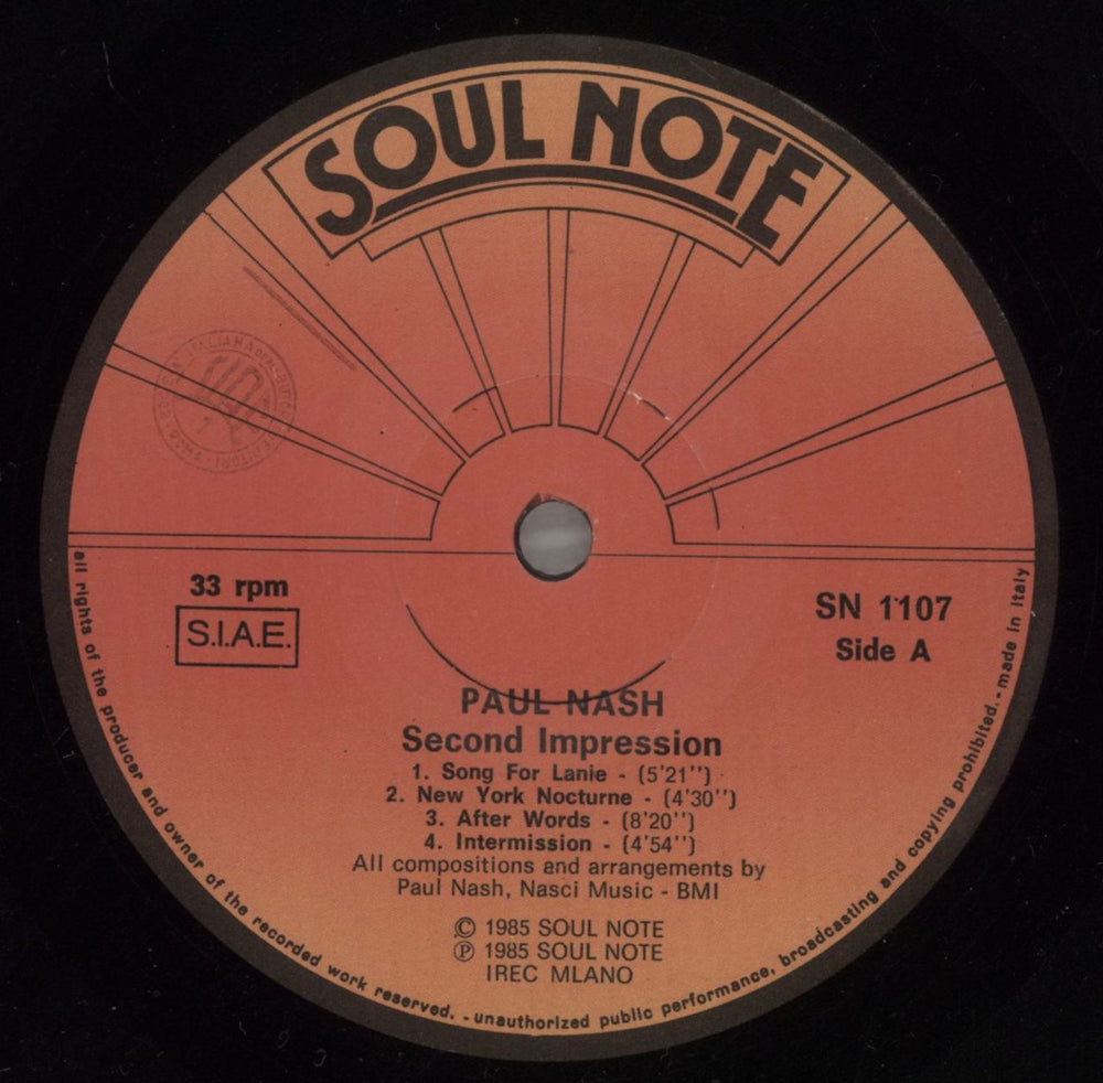 Paul Nash Second Impression Italian vinyl LP album (LP record) 9E3LPSE879829