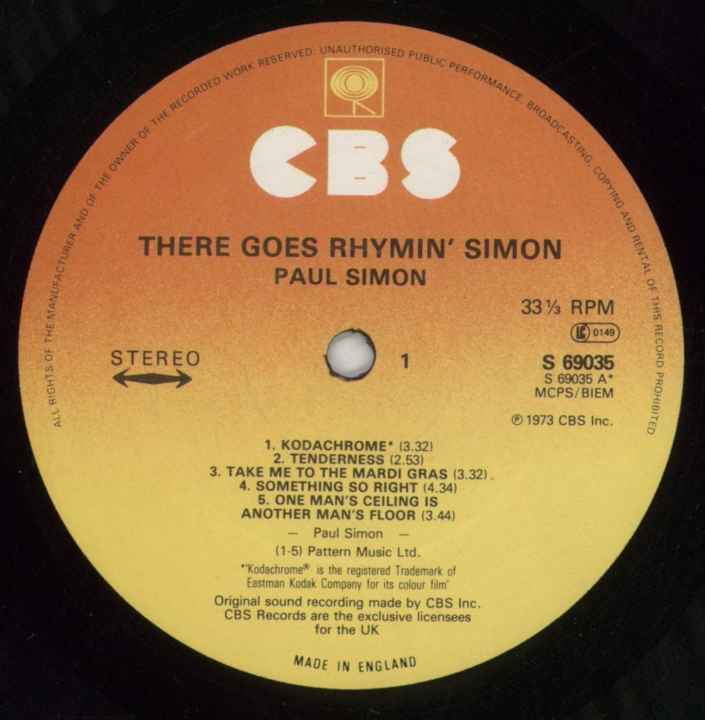 Paul Simon There Goes Rhymin' Simon UK vinyl LP album (LP record) PSILPTH701055