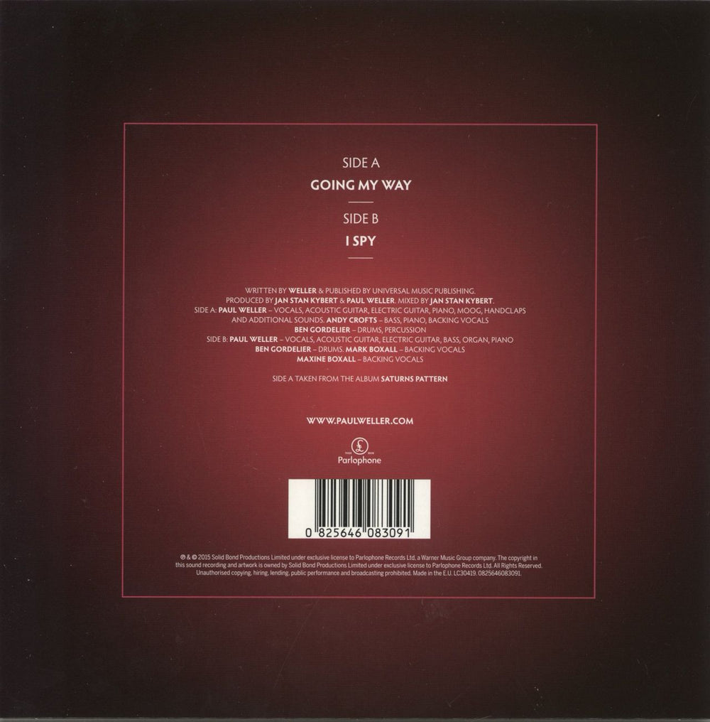 Paul Weller Going My Way UK 7" vinyl single (7 inch record / 45) 825646083091