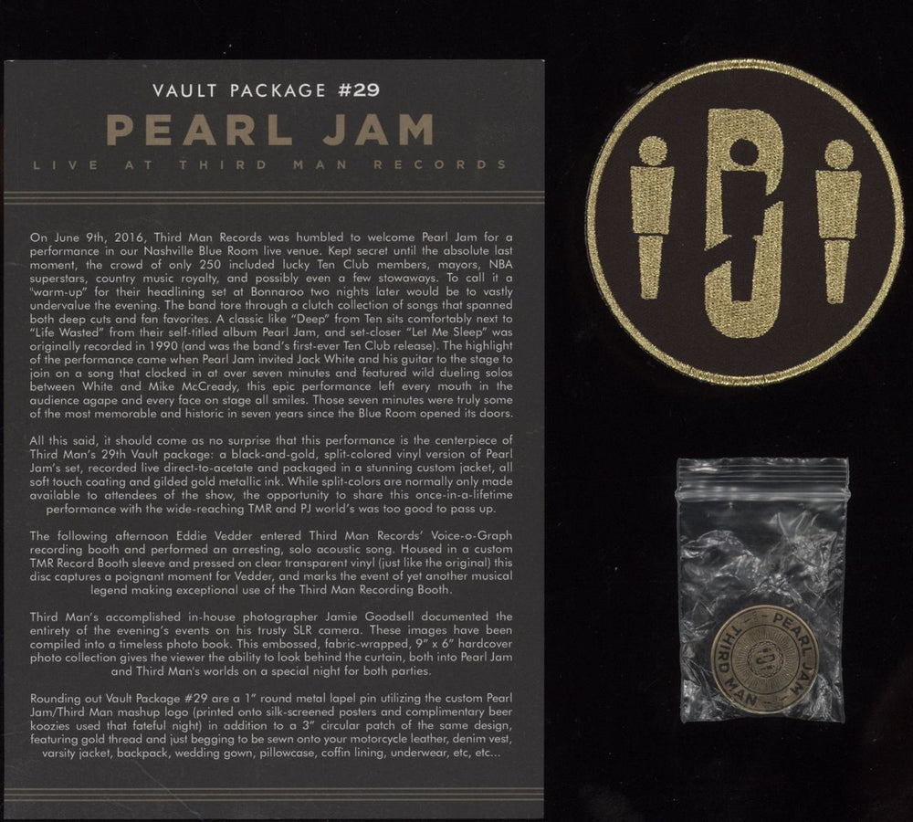 Pearl Jam Vault 29 - Live At Third Man Records US vinyl LP album (LP record) 2016