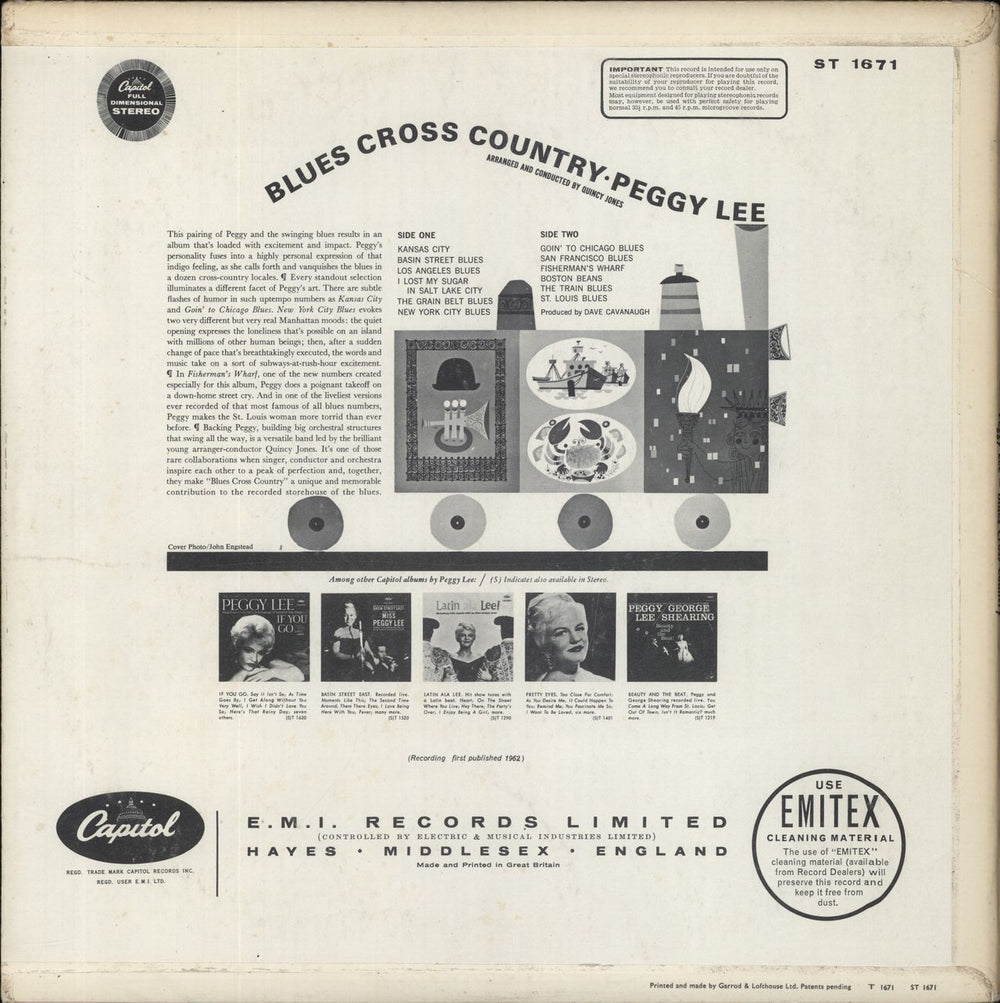 Peggy Lee Blues Cross Country UK vinyl LP album (LP record)