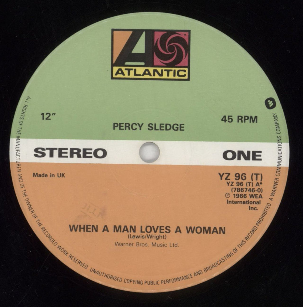 Percy Sledge When A Man Loves A Woman UK 12" vinyl single (12 inch record / Maxi-single) PSL12WH375799