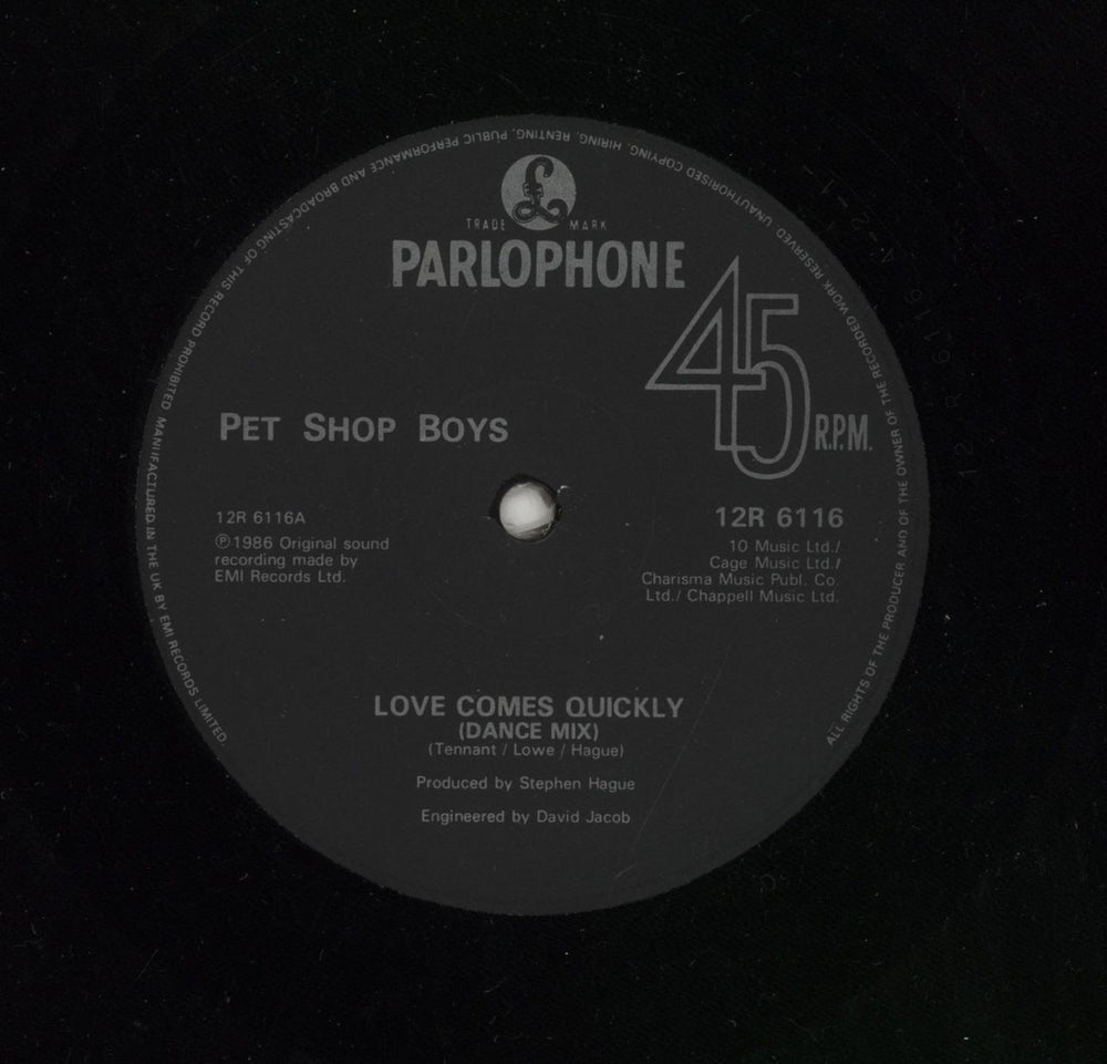 Pet Shop Boys Love Comes Quickly - Factory Sample UK Promo 12" vinyl single (12 inch record / Maxi-single) PSB12LO872691